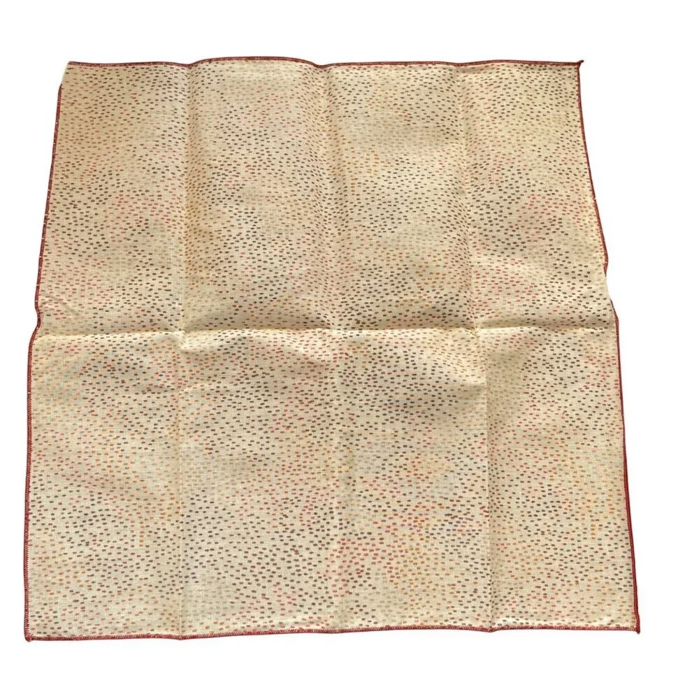 4 VTG Dinner Napkins MCM 2 Prints Dot Floral Brown Rust Tan 16